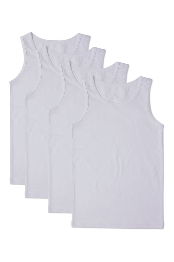 4 Pack Cotton Rich White Tank Top Undershirt - Boys - Male, 5, White