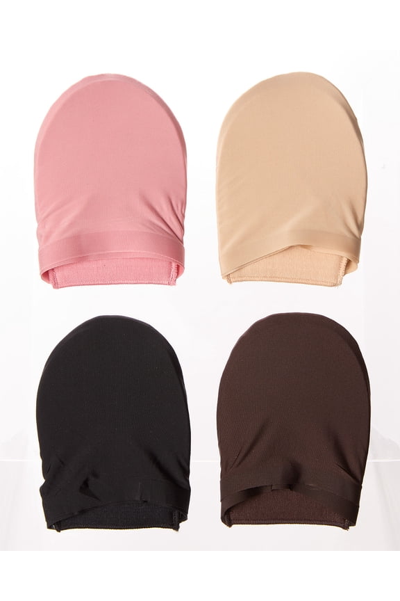 4 Pair Women's Fine-Edge Mule Toe Covers with Cotton Cushioning - Womens - Female, One Size, Nude-Black