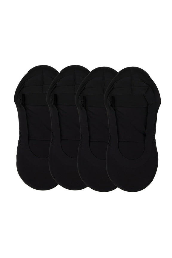4 Pairs Women's Cushioned Fine Edge No-Show Sock Liner - Womens - Female, One Size, Nude-Black