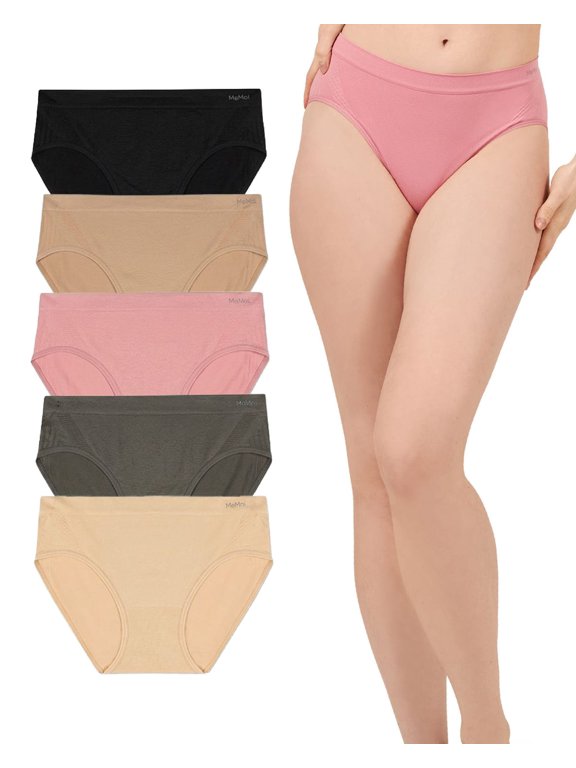 5 Pair Women's Seamless Honeycomb-Pattern Tag-Free Hipster Panties - Womens - Female, XL, Asst-1 Amberlight Pewter Blush Brush Black