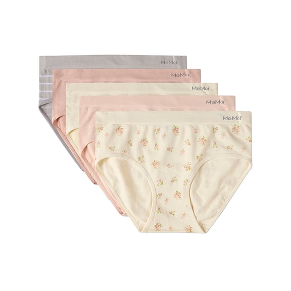 MeMoi 5 Pair Women's Seamless Solid-Color Tag-Free Brief Panties - Womens - Female, 2X, Asst-13 Brush Amberlight Warm Taupe Amberlight Tan