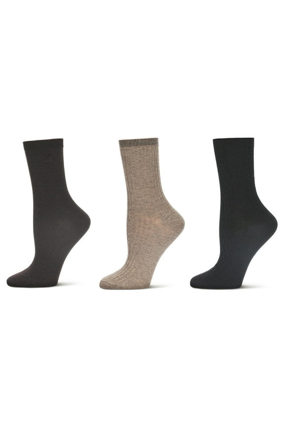 6 Pairs Women's Basic Rib/Flat Knit/Cable Crew Socks - Mens - Male