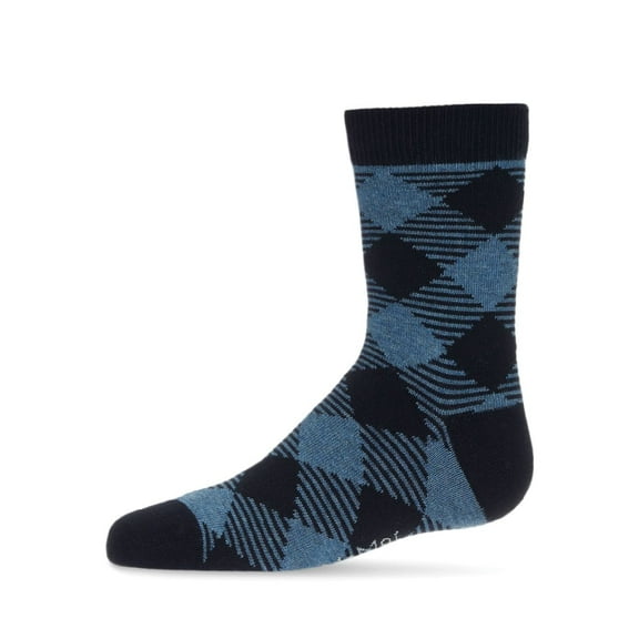 MeMoi Boys Argyle Cotton-Rich Fine-Gauge Crew Sock - Boys - Male, 9-11, Navy