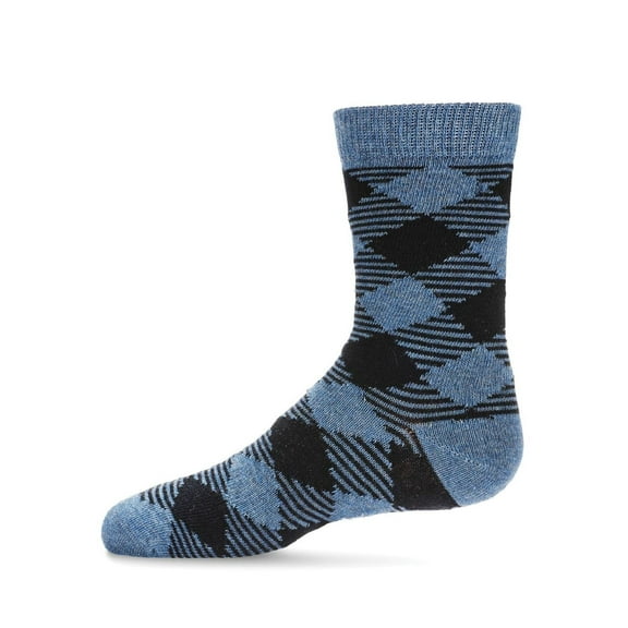 MeMoi Boys Argyle Cotton-Rich Fine-Gauge Crew Sock - Boys - Male, 8-9, Denim Heather