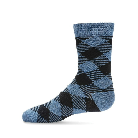 MeMoi Boys Argyle Cotton-Rich Fine-Gauge Crew Sock - Boys - Male, 7-8, Denim Heather