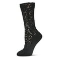 thumbnail image 1 of MeMoi Asalim Mixed Knit Boot Sock Crew Socks - Womens - Female, 9-11, Black, 1 of 5