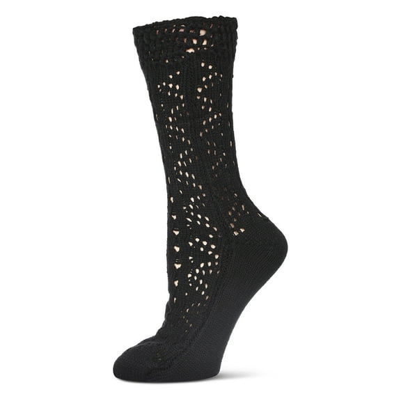 MeMoi Asalim Mixed Knit Boot Sock Crew Socks - Womens - Female, 9-11, Black