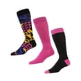 thumbnail image 1 of MeMoi Men's 3 Pair Pack Asymmetrical Cotton Blend Crew Socks - Mens - Male, 10-13, Black-Fushia, 1 of 7