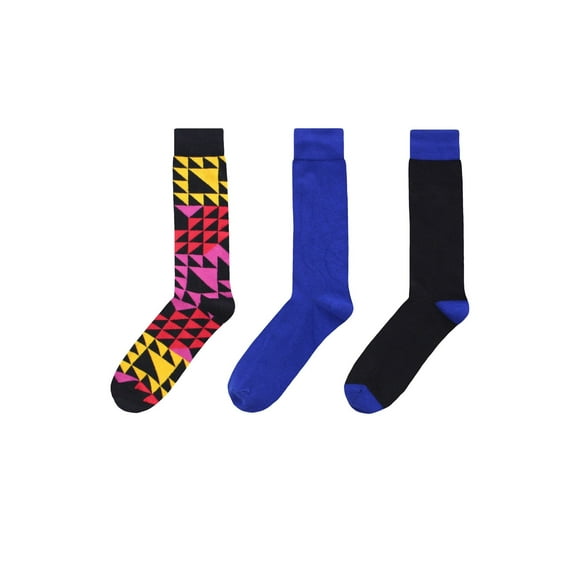 MeMoi Asymetrical Crew 3 Pair Pack 10-13 / Black/Royal Blue