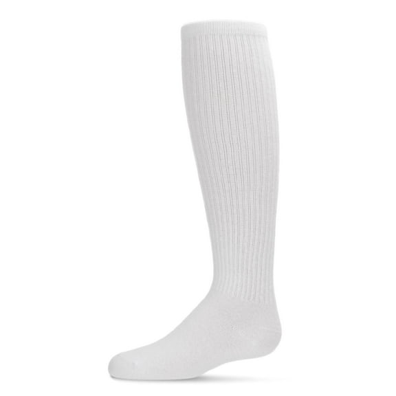 MeMoi  Athletic Ribbed Cotton Blend Knee High Sock - Girls - Female, 6-7, White