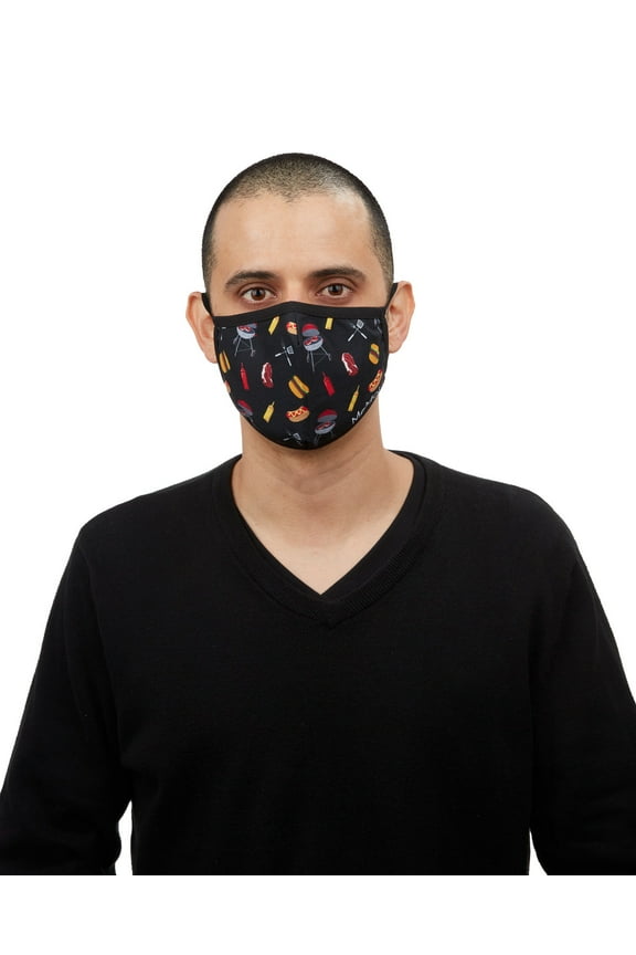 BBQ Grilling Fashion Face Covering with 5-Layer Filter Inserts, Adult One Size, Black