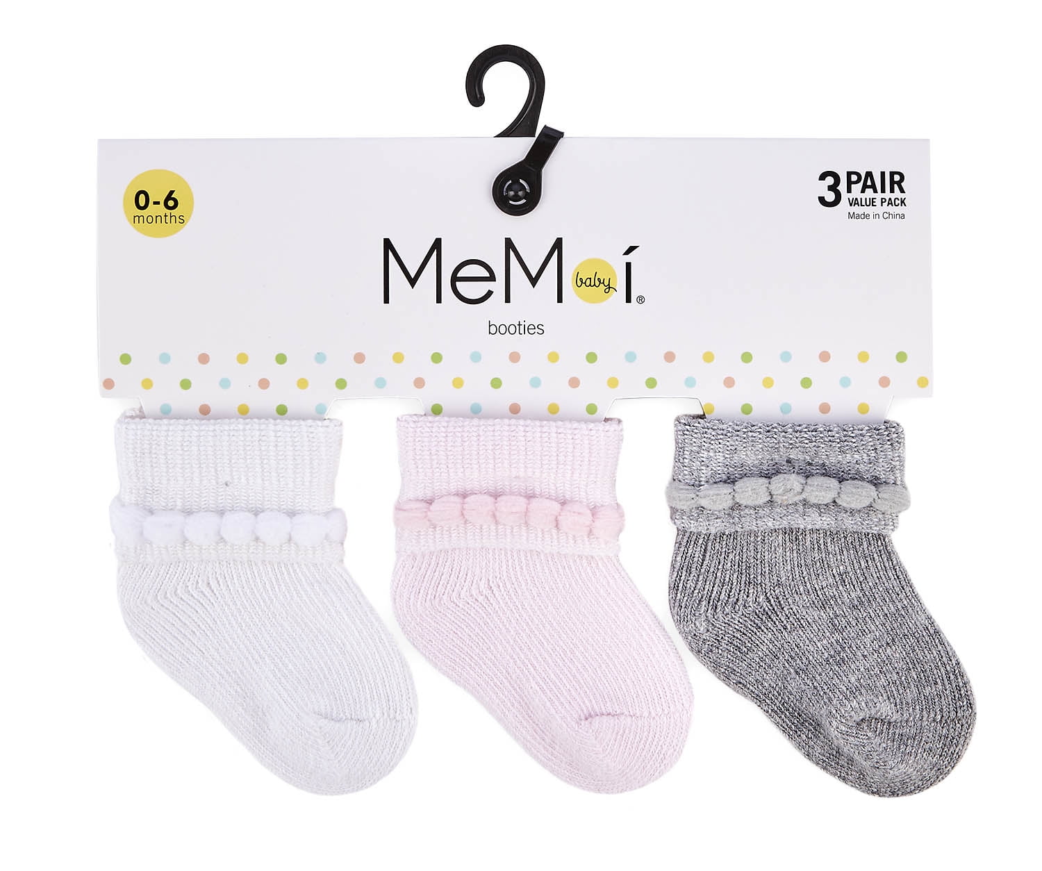 MeMoi Baby Bootie Cotton Blend Socks 3 Pack