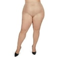 thumbnail image 1 of MeMoi Women's Back Seam/Cuban Heel Plus Size Curvy Control Top Pantyhose - Womens - Female (3X/4X, Nude-Black), 1 of 7