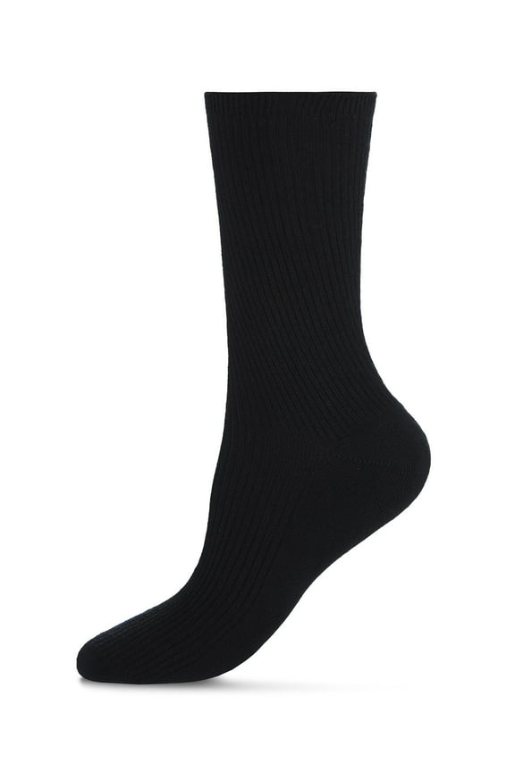 Women's 2 Pair Pack Bamboo Blend Flat Ribbed Crew Socks - Womens - Female, 9-11, Black