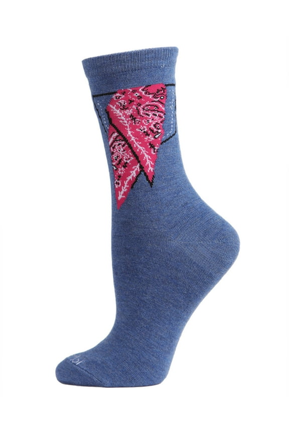 Women's Bandana in Pocket Bamboo Blend Crew Socks - Womens - Female, 9-11, Black