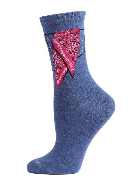 Women's Bandana in Pocket Bamboo Blend Crew Socks - Womens - Female, 9-11, Black