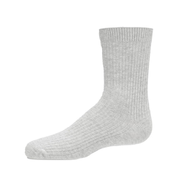 MeMoi Kids Unisex Ribbed Cotton Rich Crew Socks, 10, Light Gray