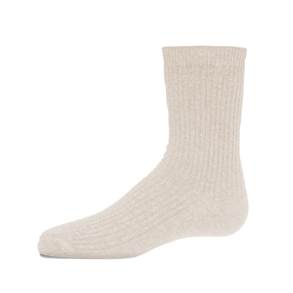 MeMoi Kids Unisex Ribbed Cotton Rich Crew Socks, 0, Latte