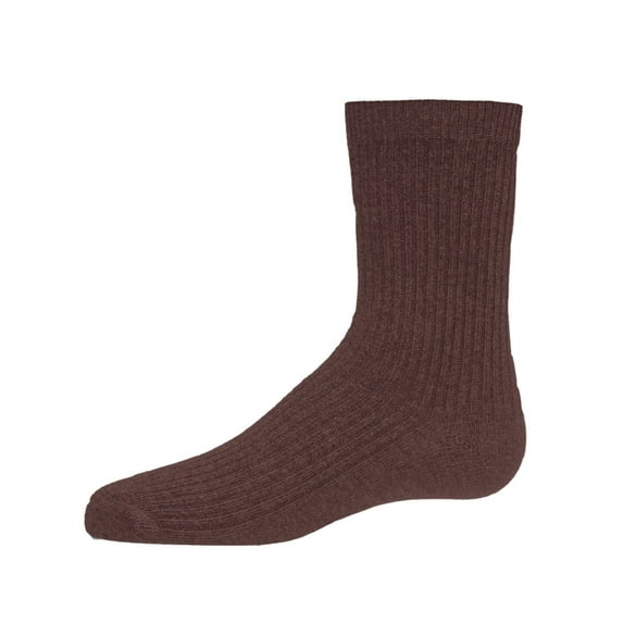 MeMoi Kids Unisex Ribbed Cotton Rich Crew Socks, 4, Cocoa