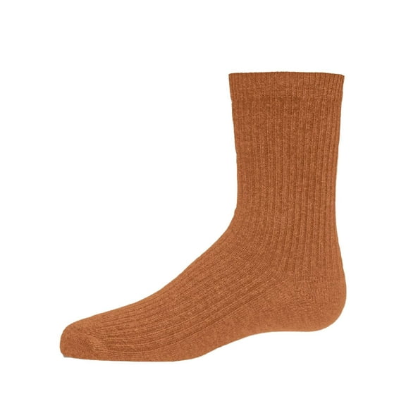 MeMoi Kids Unisex Ribbed Cotton Rich Crew Socks, 8, Toffee