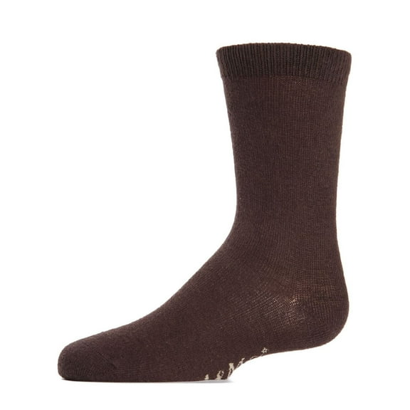 MeMoi Kids' Basic Cotton Blend Crew Socks, 10, Brown