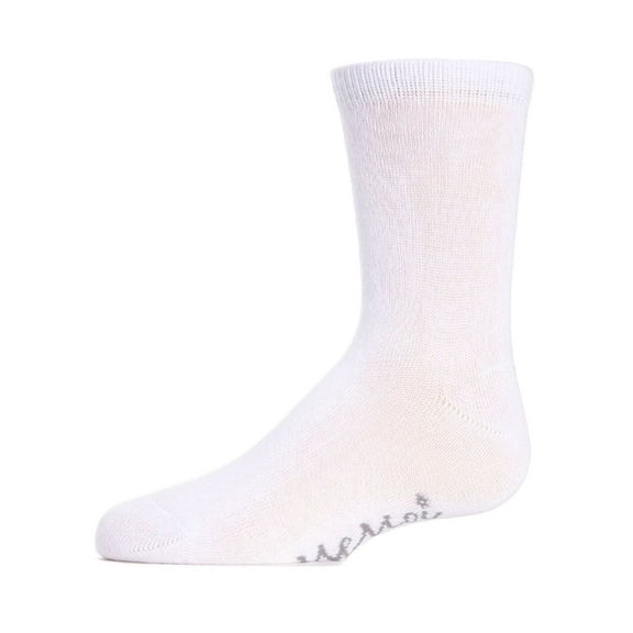 MeMoi Kids' Basic Cotton Blend Crew Socks, 12, White