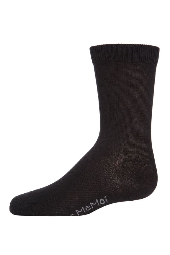 Kids' Basic Cotton Blend Crew Socks, 8, Black