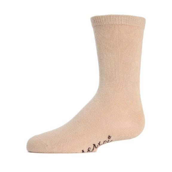 MeMoi Kids' Basic Cotton Blend Crew Socks, 10, Tan