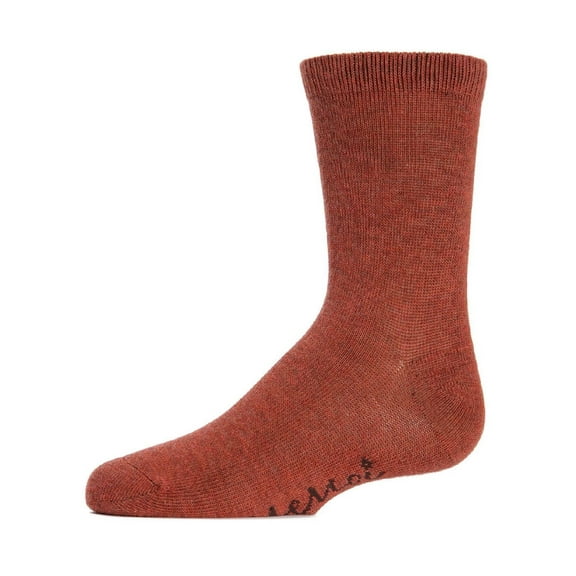 MeMoi Kids' Basic Cotton Blend Crew Socks, 8, Rust Heather