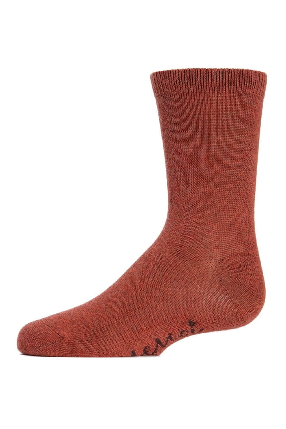Kids' Basic Cotton Blend Crew Socks, 8, Rust Heather