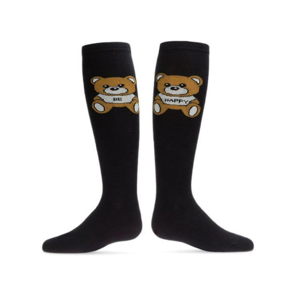 MeMoi  Be Happy Bear Knee High Socks - Girls - Female, 10, Black