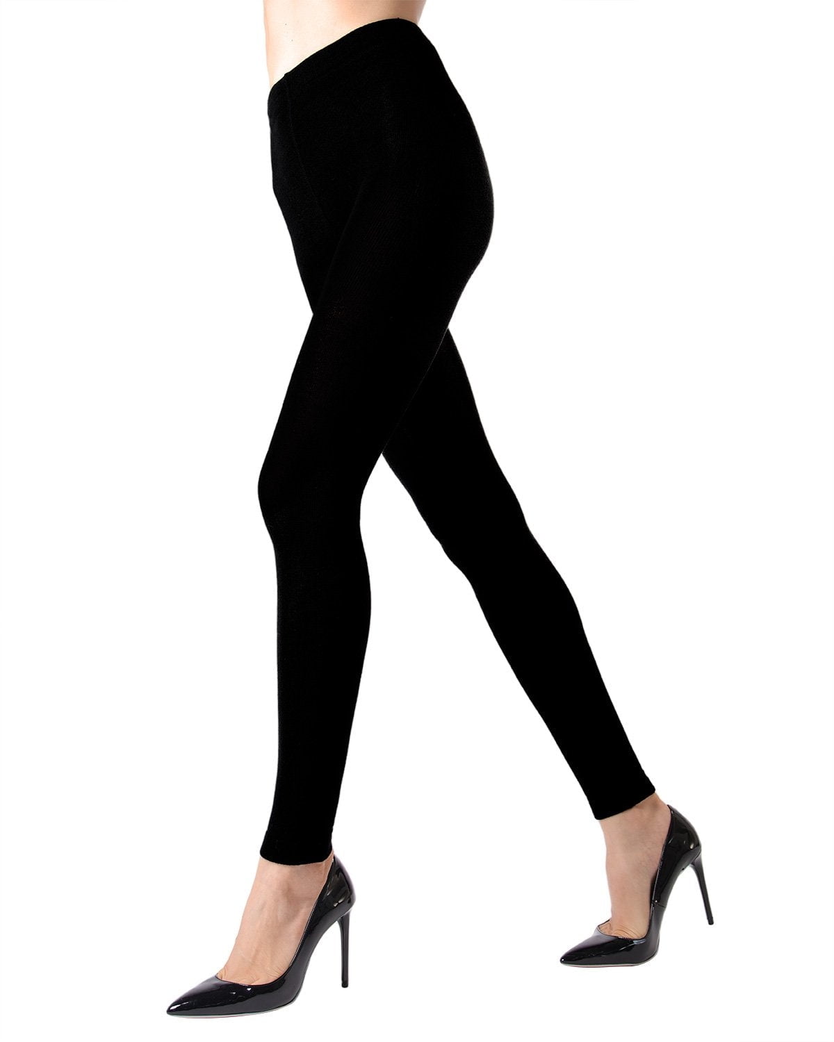 Top Design Ultra Sheer Footless Pantyhose - Footless Tights (3 Denier) Black