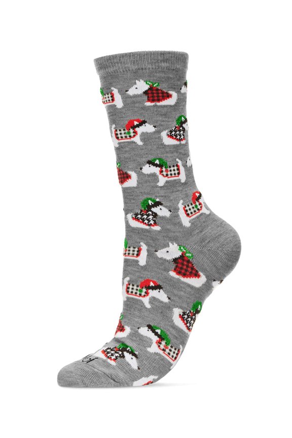 Women's Blanket Dogs Holiday Crew Socks - Womens - Female, 9-11, Med Gray Heather
