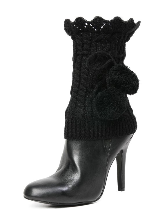 Blitzen Pom-Pom Knit Boot Toppers - Womens - Female, One Size, Black