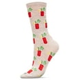 thumbnail image 1 of MeMoi Women's Bloody Mary Delight Bamboo Blend Crew Socks - Womens - Female, 9-11, Oatmeal Heather, 1 of 6