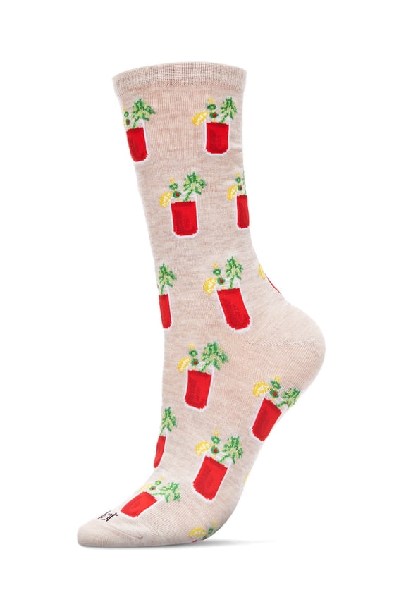 Women's Bloody Mary Delight Bamboo Blend Crew Socks - Womens - Female, 9-11, Oatmeal Heather