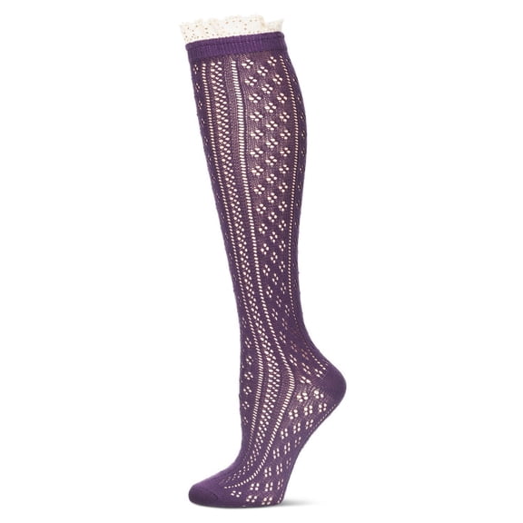 MeMoi Bordeaux Crochet Combed Cotton Knee High Sock - Mens - Male