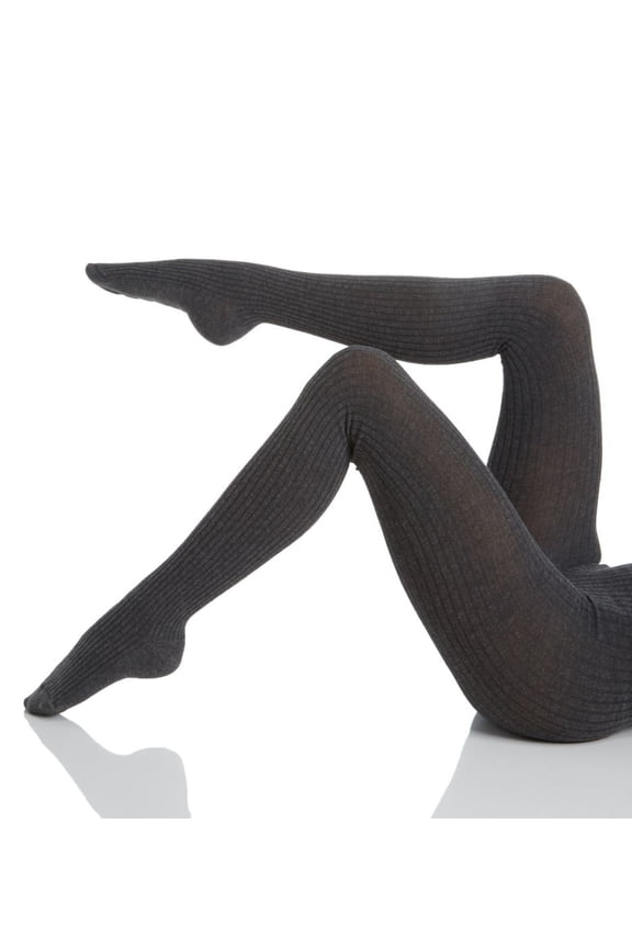 Women's Boston Ribbed Cotton Blend Sweater Tights - Womens - Female, S-M, Dark Gray Heather