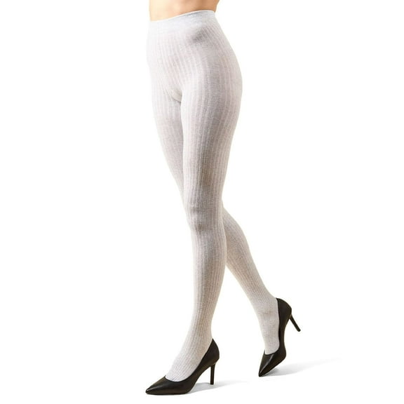 MeMoi Women's Boston Ribbed Cotton Blend Sweater Tights - Womens - Female (M-L, Stone Heather)