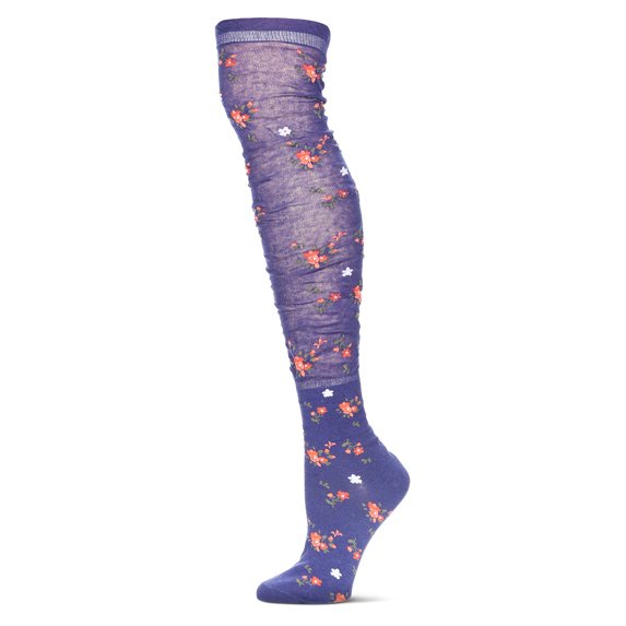MeMoi Women's Botanic Over The Knee Warm Cotton Blend Socks - Womens - Female, One Size, Deep Cobalt