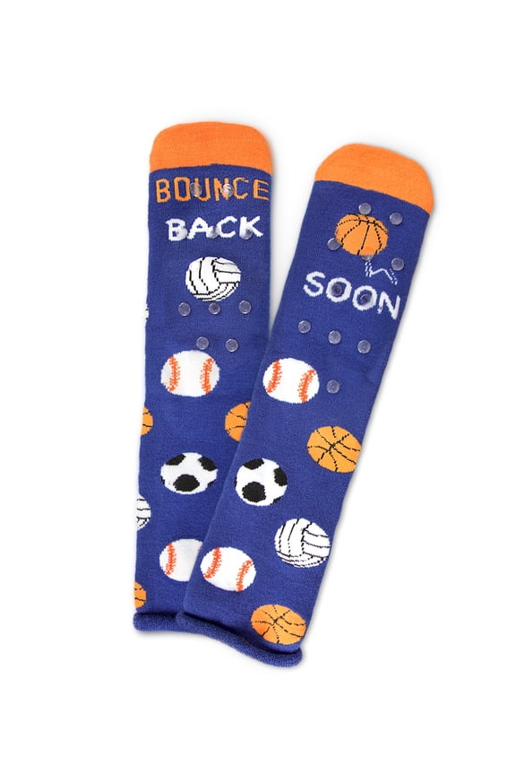 Bounce Back Greeting Card Crew Socks, One Size, Blue
