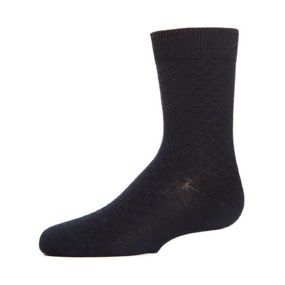 MeMoi Boys' Basket Weave Mercerized Cotton Crew Socks - Boys - Male, 4, Black