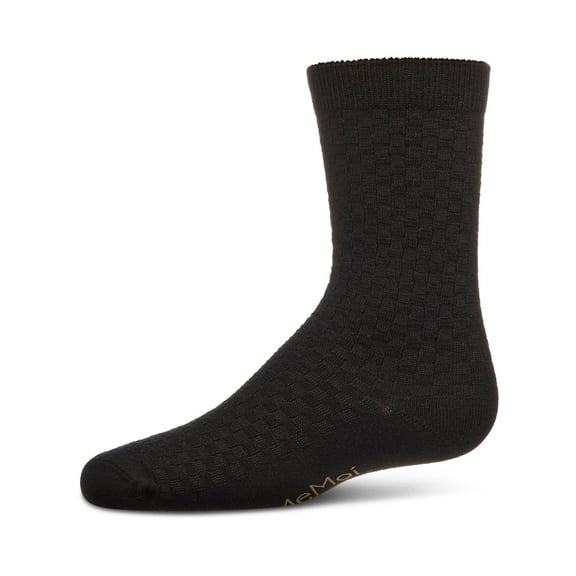 MeMoi Boys Basket Weave Patterned Combed Cotton Crew Socks - Boys - Male, 7-8, Black