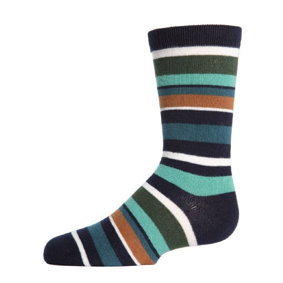 MeMoi Boys' Bright Stripes Ribbed Cotton Crew Socks - Boys - Male, 10-12, Navy