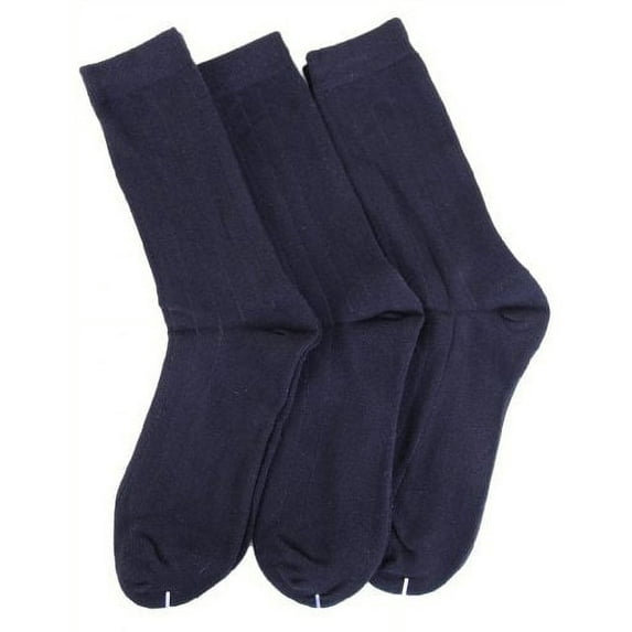 MeMoi Boys Cotton Dress Socks 3-Pack (10-12, Navy)