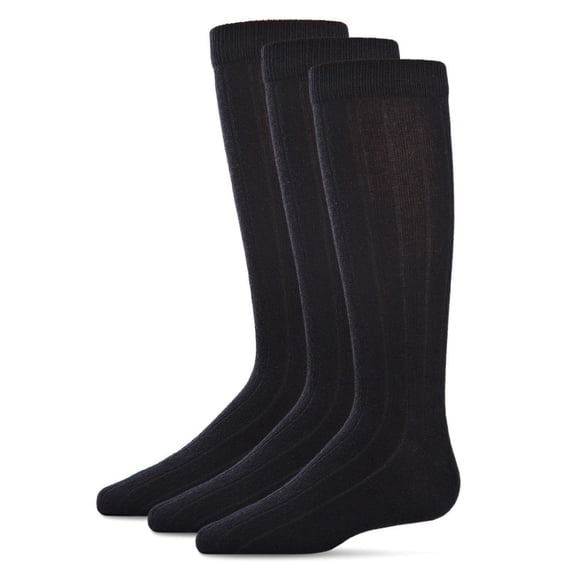 MeMoi 3 Pair Pack Basic Cotton Blend Ribbed Crew Socks - Boys - Male, 6-7, Black