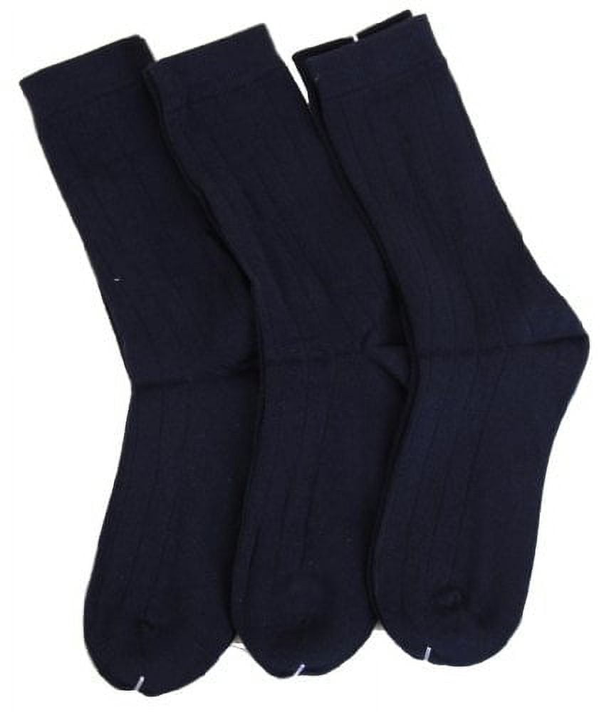 Memoi Boys 3 Pair Pack Basic Cotton Blend Ribbed Crew Socks - MK-10950 Black / 8-9