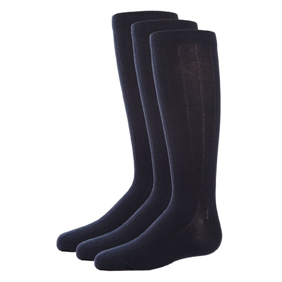 MeMoi Boys Cotton Dress Socks 3-Pack Navy 6-7