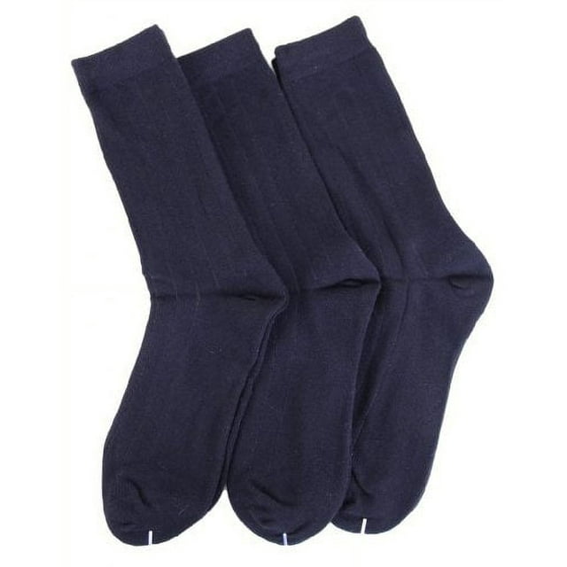 MeMoi Boys Cotton Dress Socks 3-Pack Navy 9-11