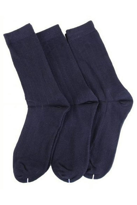 Boys Cotton Dress Socks 3-Pack Navy 9-11